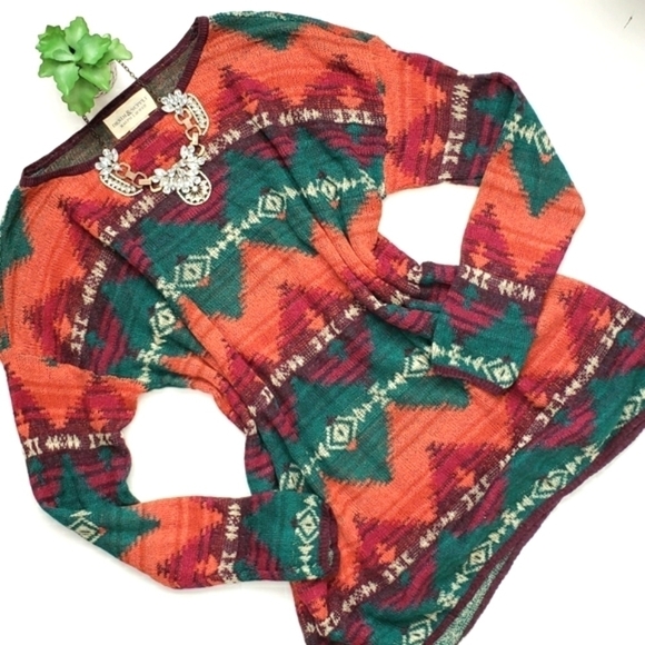 Denim & Supply Ralph Lauren Relaxed Geometric Aztec Sweater Multi-color Size M - Picture 2 of 10